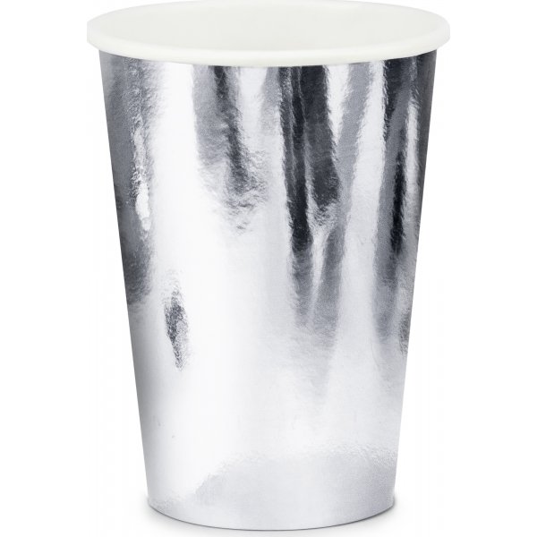 Pappbecher - Metallic - Silber - 6er-Pack
