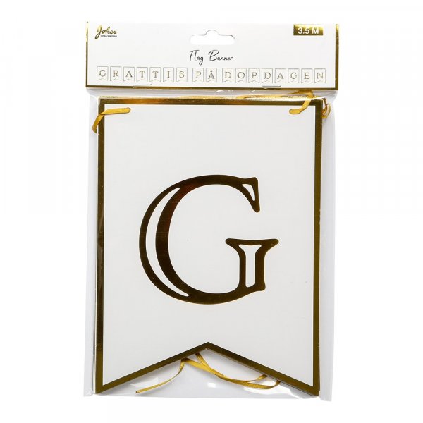 Wimpel - Herzlichen Gl�ckwunsch zum Tauftag - Wei�/Gold