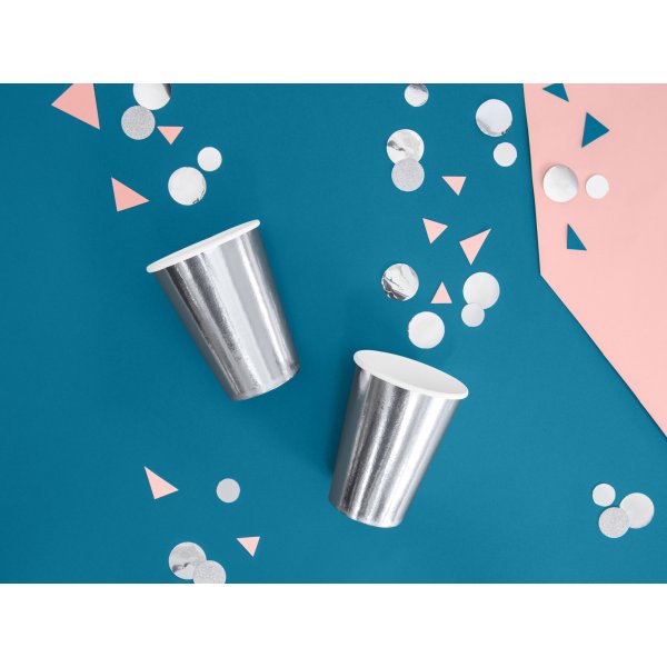 Pappbecher - Metallic - Silber - 6er-Pack