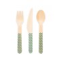 Holzbesteck - Dunkelgrünes Zickzackmuster - 18er-Pack (6 Gedecke) Holzbesteck - Dunkelgrünes Zickzackmuster - 18er-Pack (6 Gedecke)