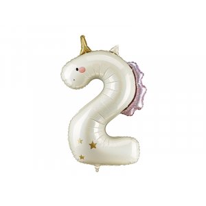 Folienballon Nummer "2" Einhorn - Mix Folienballon Nummer "2" Einhorn - Mix