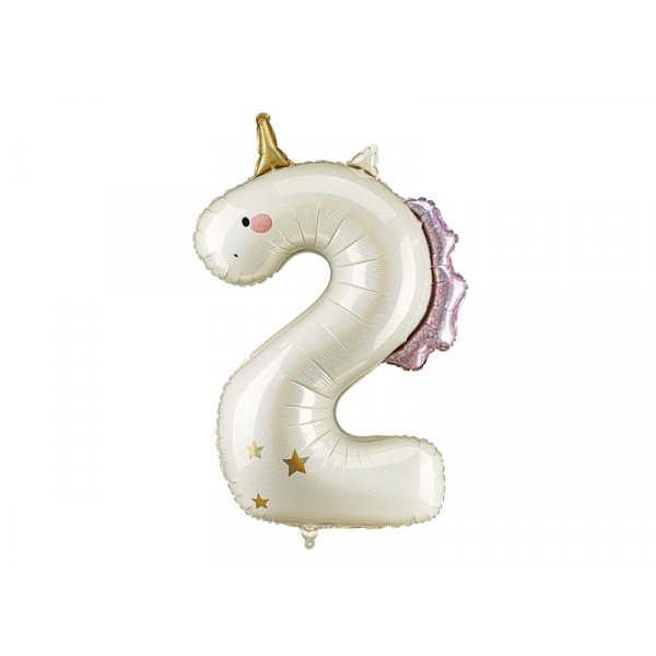 Folienballon Nummer \\\"2\\\" Einhorn - Mix Folienballon Nummer \\\"2\\\" Einhorn - Mix