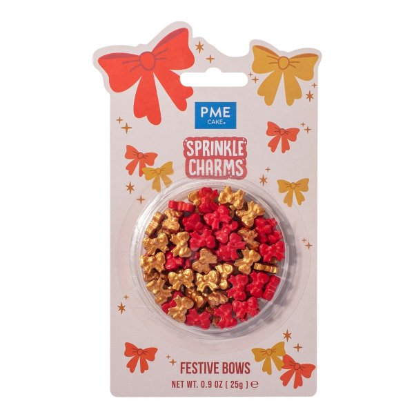 Weihnachtsstreusel - Schleifen Gold/Rot - 25 g - PME Weihnachtsstreusel - Schleifen Gold/Rot - 25 g - PME