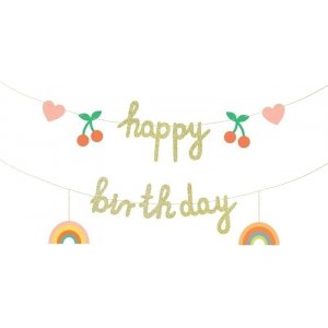 Girlande - Happy Birthday - Regenbogenmischung - 1m Girlande - Happy Birthday - Regenbogenmischung - 1m