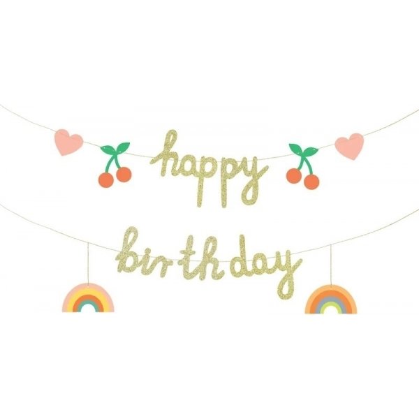 Girlande - Happy Birthday - Regenbogenmischung - 1m Girlande - Happy Birthday - Regenbogenmischung - 1m