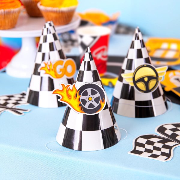 Partyh�te - Rennsport - 6er-Pack - mit Namensschild