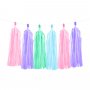 Quastengirlande - Rosa/Blau/Lila/Mint