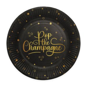 Pappteller - Champagner knallen lassen - Schwarz - 23 cm - 8er-Pack Pappteller - Champagner knallen lassen - Schwarz - 23 cm - 8er-Pack
