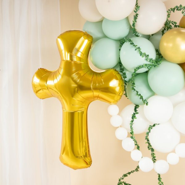 Folienballon - Kreuz - Gold - 85 x 120 cm