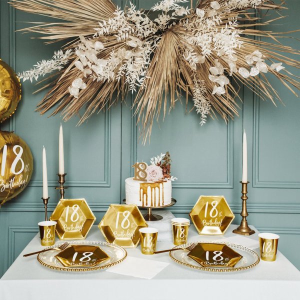 Dessertteller - 18. Geburtstag - Weiß/Gold - 6er-Pack Dessertteller - 18. Geburtstag - Weiß/Gold - 6er-Pack