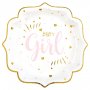 Pappteller - Baby Girl - Rosa/Gold - 10er-Pack