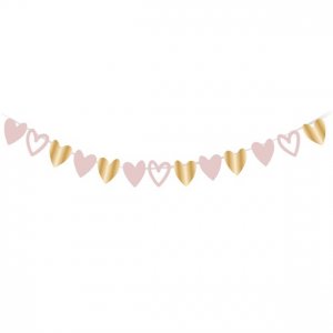 Girlande - Herzen - Rosa/Gold - 2m