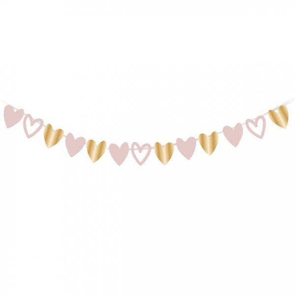 Girlande - Herzen - Rosa/Gold - 2m Girlande - Herzen - Rosa/Gold - 2m