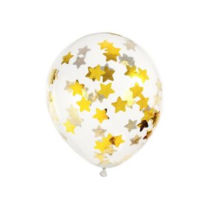 Konfetti-Luftballons - Goldene Sterne - 6 Stück Konfetti-Luftballons - Goldene Sterne - 6 Stück