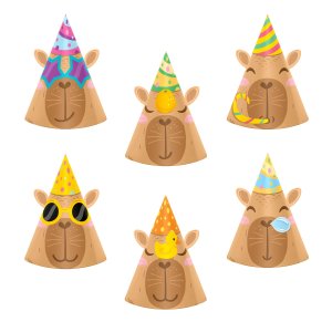 Partyhüte - Wasserschwein - 6er-Pack Partyhüte - Wasserschwein - 6er-Pack