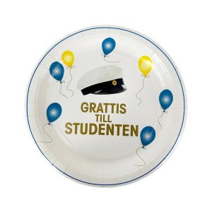 Pappteller - Luftballons - Glückwunsch zum Schulabschluss - 8er-Pack - 18 cm Pappteller - Luftballons - Glückwunsch zum Schulabschluss - 8er-Pack - 18 cm
