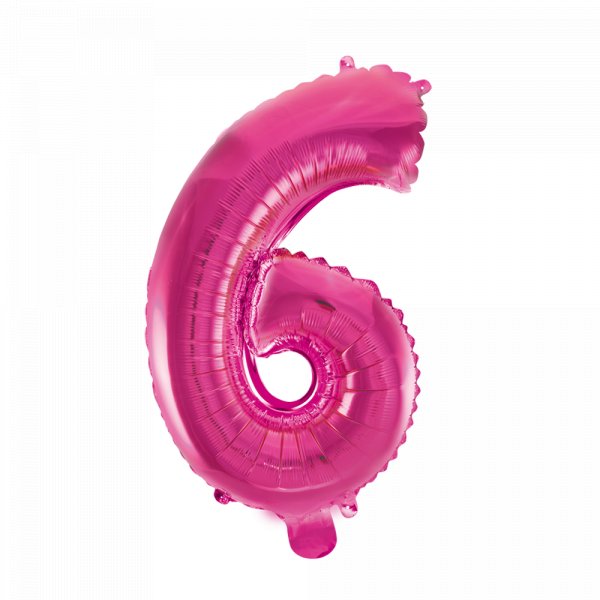 Folienballon - Nummer 6, rosa - 41 cm Folienballon - Nummer 6, rosa - 41 cm