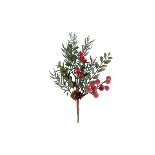 Zweig mit Beeren und Zapfen - 24 cm Zweig mit Beeren und Zapfen - 24 cm