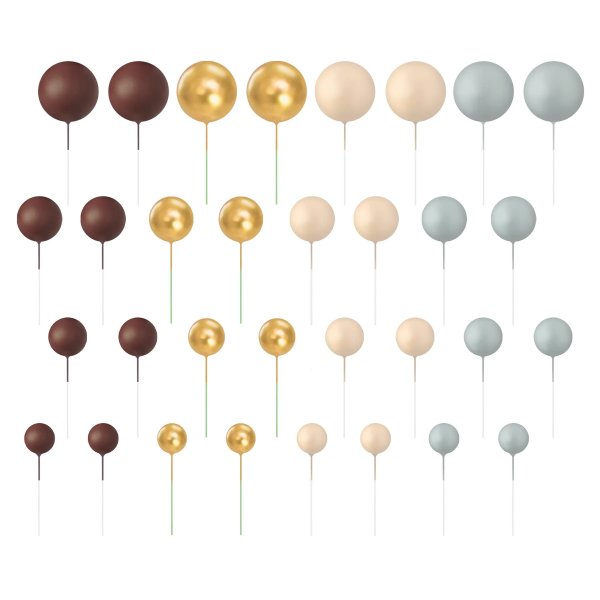 Tortendekoration/Kuchenaufsatz - Kugeln - Gold, Braun, Nude, Grau - 32 Stück Tortendekoration/Kuchenaufsatz - Kugeln - Gold, Braun, Nude, Grau - 32 Stück