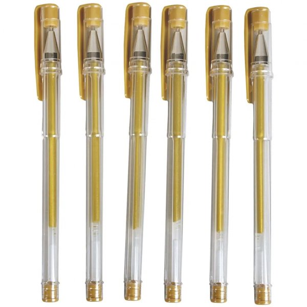 Gel-Kugelschreiber - 6er-Pack - Gold