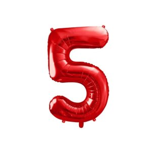 Zahlenballon - Rot, 86 cm - Zahl: 5 Zahlenballon - Rot, 86 cm - Zahl: 5