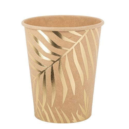 Pappbecher - Palmenblätter - Braun und Gold - 8er-Packung Pappbecher - Palmenblätter - Braun und Gold - 8er-Packung