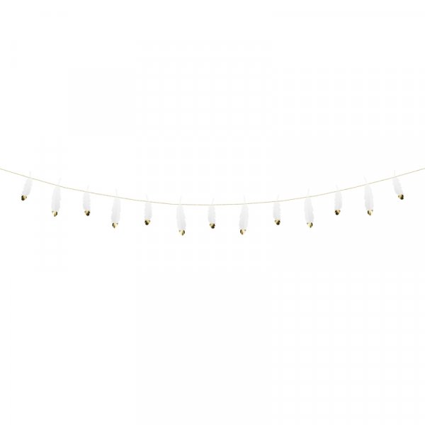 Girlande - Federn - Weiß/Gold Girlande - Federn - Weiß/Gold