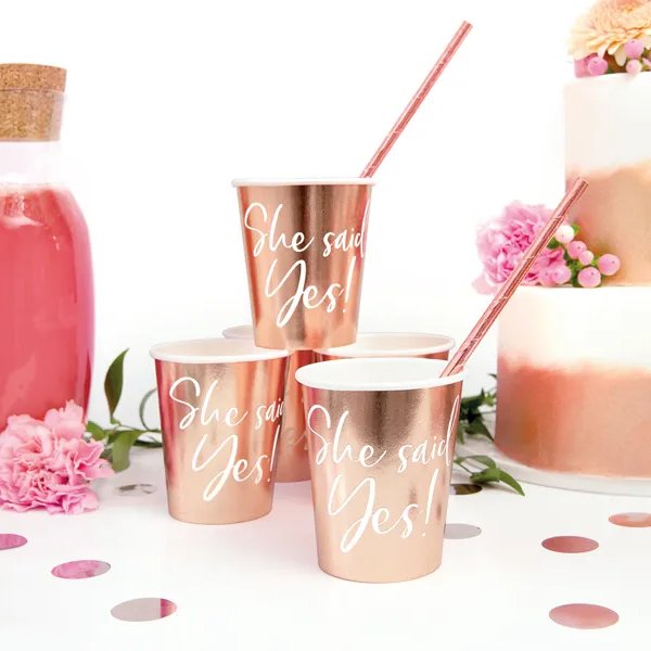 Pappbecher - Sie sagte ja - Roségold - 6er-Pack Pappbecher - Sie sagte ja - Roségold - 6er-Pack
