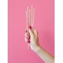 Strohhalme - Streifen - Rosa/Goldmetallic - 10 Stk