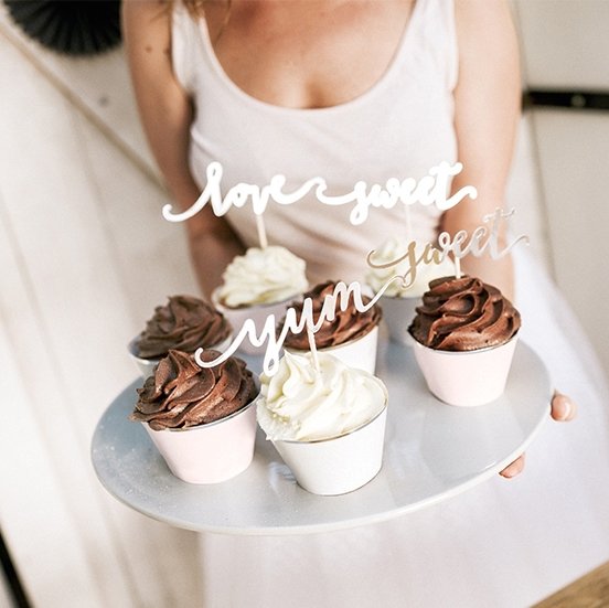 Kuchenspieße - Love Sweet Yum - Gold - 6er-Pack