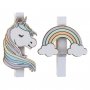 Kleine Wscheklammern - Einhorn & Regenbogen - 6er-Pack