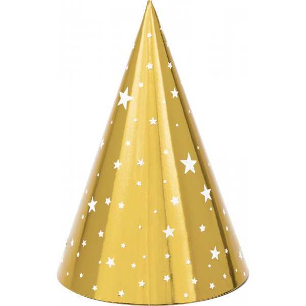Partyhte - Gold/Sterne - 6er-Pack