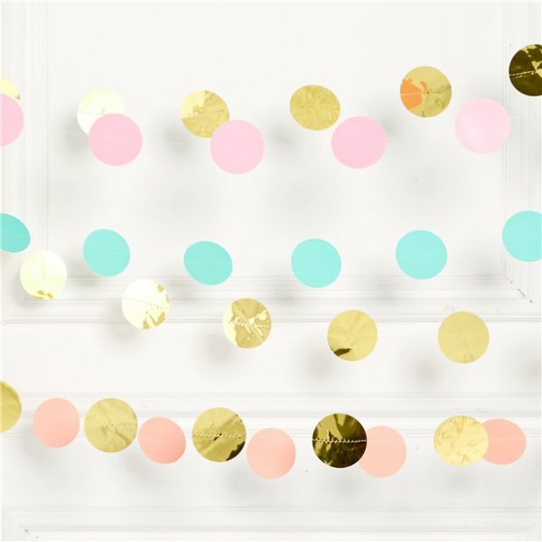 Girlande - Kreise - Pastell/Gold - 6er-Pack Girlande - Kreise - Pastell/Gold - 6er-Pack