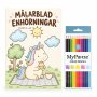 Ausmalbild mit Buntstiften - Einhorn - 8 Motive - A4 Ausmalbild mit Buntstiften - Einhorn - 8 Motive - A4