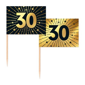 Party Picks - 30 Jahre - Gold - 50er-Packung Party Picks - 30 Jahre - Gold - 50er-Packung