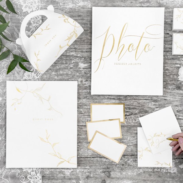 Gästebuch - Zweige - Weiß/Gold Gästebuch - Zweige - Weiß/Gold