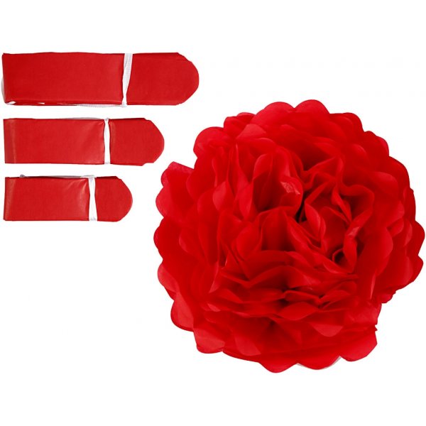 Papierpompons - rot - Durchm. 20+24+30 cm - 3 Stk
