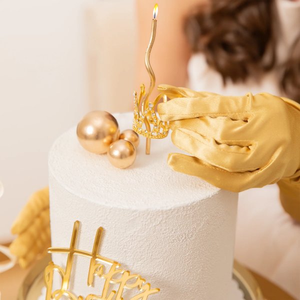 Tortenaufsatz - Klein - Krone - Gold mit silbernen Kristallen - 3 cm Tortenaufsatz - Klein - Krone - Gold mit silbernen Kristallen - 3 cm