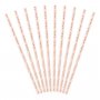 Strohhalme - Streifen - Rosa/Goldmetallic - 10 Stk