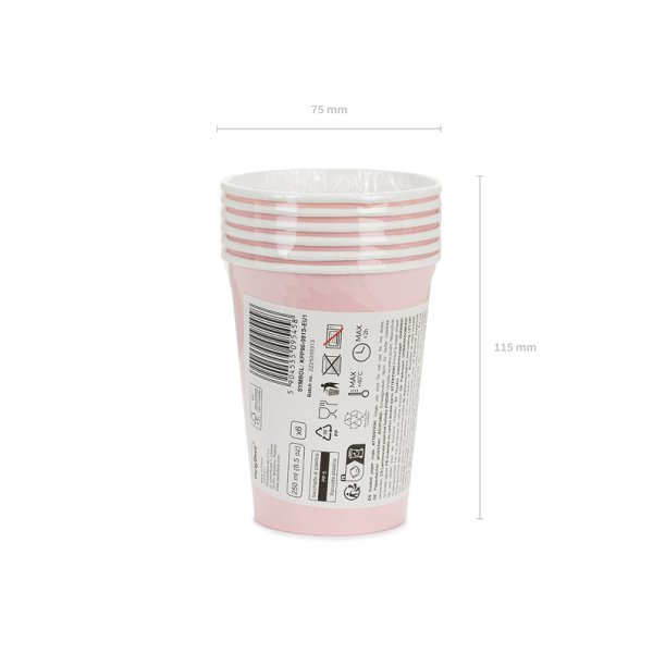 Pappbecher - Hellrosa - 6er-Packung Pappbecher - Hellrosa - 6er-Packung