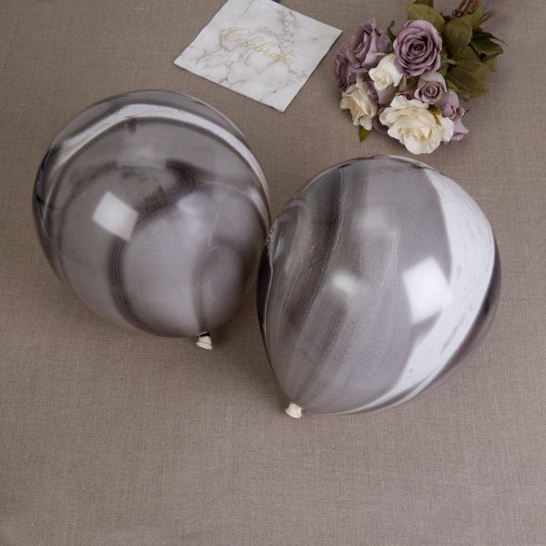 Luftballons - Marmor - Schwarz/Wei - 8er-Pack
