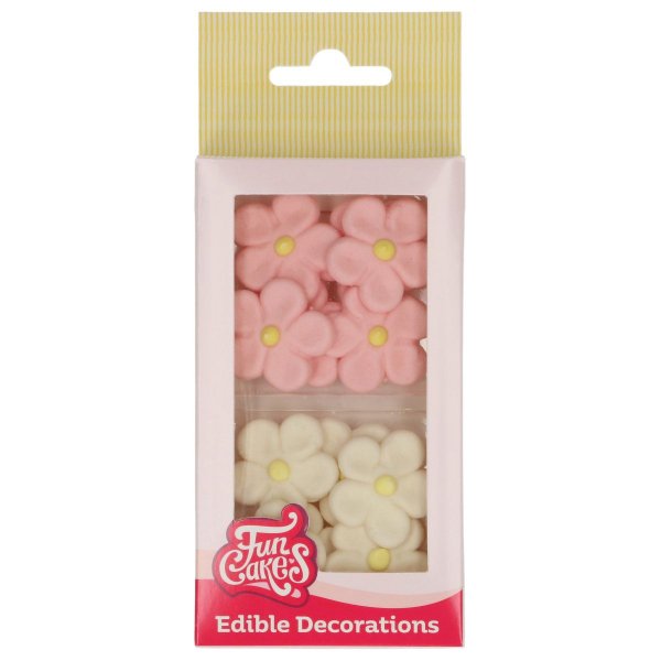 Marzipanblüten - Weiß/Rosa - Funcakes - 12 Stk Marzipanblüten - Weiß/Rosa - Funcakes - 12 Stk