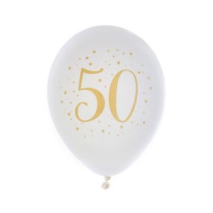 Luftballons - Weiß, 50 Jahre - 23 cm - 8 Stück Luftballons - Weiß, 50 Jahre - 23 cm - 8 Stück