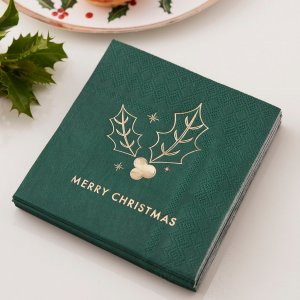 Kleine Servietten - Frohe Weihnachten - Grün/Gold - 16er-Pack Kleine Servietten - Frohe Weihnachten - Grün/Gold - 16er-Pack