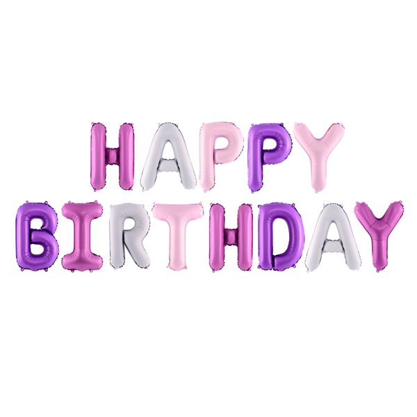 Buchstabenballons - Happy Birthday - Rosa/Lila/Weiß Buchstabenballons - Happy Birthday - Rosa/Lila/Weiß