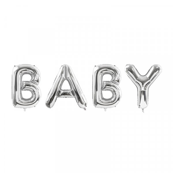 Buchstabenballons - Baby - Silber