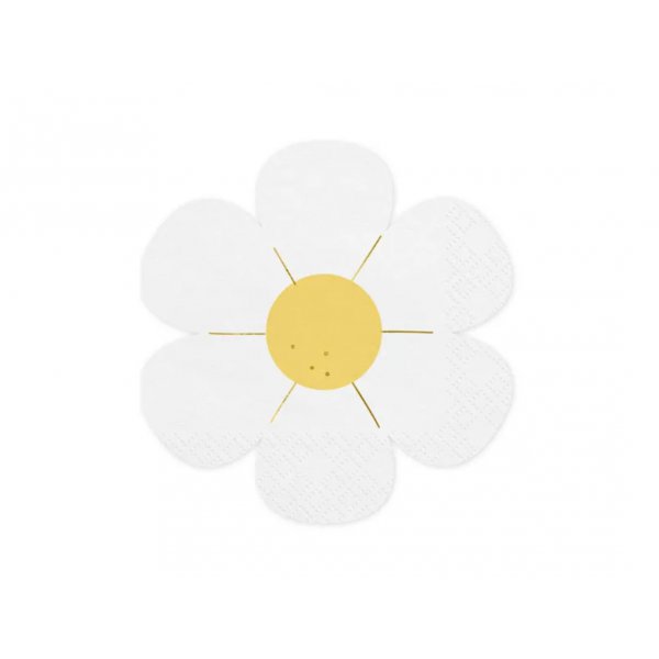 Servietten - Blume - Wei/Gelb - 12er-Pack