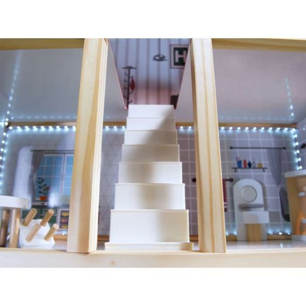 Puppenschrank aus MDF mit LED-Beleuchtung, 78 cm, weiß, inklusive 16 Möbelteilen - Bausatz Puppenschrank aus MDF mit LED-Beleuchtung, 78 cm, weiß, inklusive 16 Möbelteilen - Bausatz