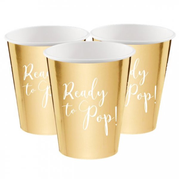 Pappbecher - Ready to Pop - Gold - 8er-Pack