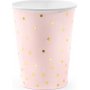 Pappbecher - Hellrosa - Polka Dot Gold - 6er-Pack